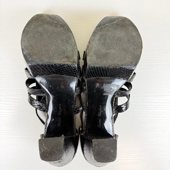 Robert Clergerie Gladiator Platform Heel Sandals In Black Snake Leather - Picture 11 of 12